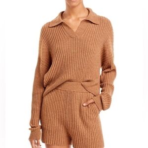 Rag & Bone Maxine Ribbed Wool Blend Polo Sweater Size Small